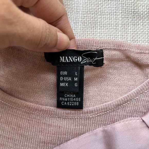 Mango Pink Mauve Woollen Top with satin bow on shoulders - Picture 6 of 7